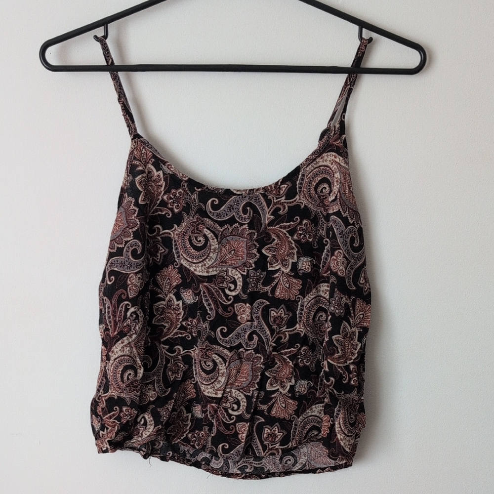 Paisley Print Black and Pink Women's Top